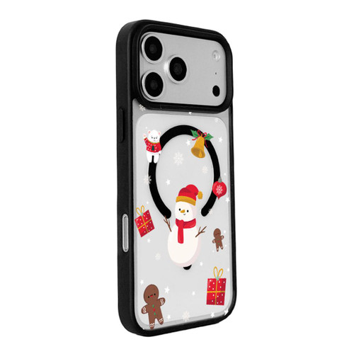 iPhone 17 Pro Max Christmas Series Strong Magnetic Painted Black Edge Phone Case - Snowy Christmas