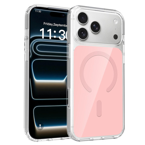 iPhone 17 Pro Max Colorful Hard PC Hybrid Soft TPU Magnetic Phone Case - Pink