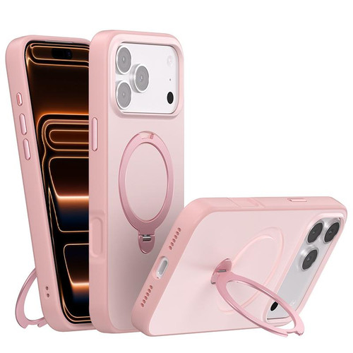 iPhone 17 Pro Max Contrast Color Rotation Holder Magsafe Phone Case - Pink