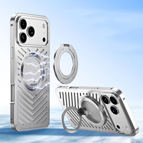 iPhone 17 Pro Max Cooling MagSafe Magnetic Holder Metal Phone Case - Titanium