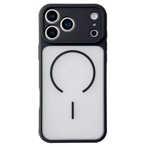 iPhone 17 Pro Max Cooling Skin Feel Magnetic Phone Case - Black+Translucent White