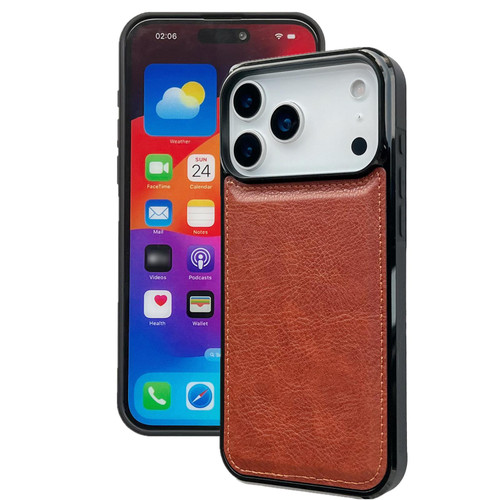 iPhone 17 Pro Max Cowhide Texture Back Cover Phone Case - Brown
