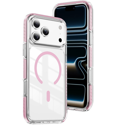 iPhone 17 Pro Max Crystal Shield Clear Magnetic Acrylic Hybrid TPU Phone Case - Pink