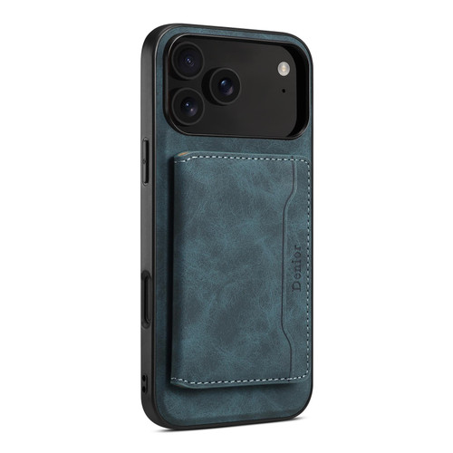 iPhone 17 Pro Max Denior D13 Retro Texture Leather MagSafe Card Bag Phone Case - Blue