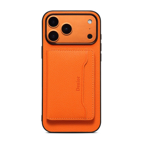 iPhone 17 Pro Max Denior D30 Calf Texture MagSafe Card Bag Phone Case - Orange