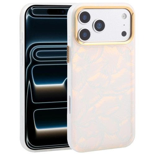 iPhone 17 Pro Max DFANS DESIGN Cloud Series Feather Texture Shockproof Phone Case - Gradient White Gold