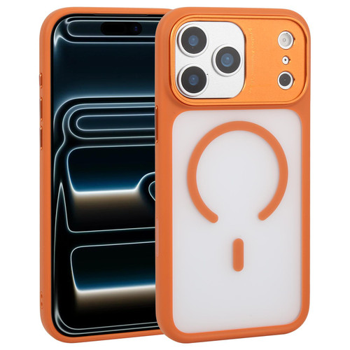 iPhone 17 Pro Max DFANS DESIGN Metal Frame Leather Texture Frosted Magsafe Phone Case - Orange