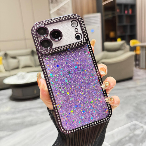 iPhone 17 Pro Max Diamond Glitter Sequins TPU Phone Case - Purple
