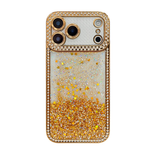 iPhone 17 Pro Max Diamond Gradient Glitter Sequins Plated Phone Case - Gold