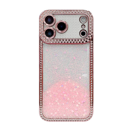 iPhone 17 Pro Max Diamond Gradient Glitter Sequins Plated Phone Case - Pink