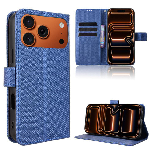 iPhone 17 Pro Max Diamond Texture Leather Phone Case - Blue