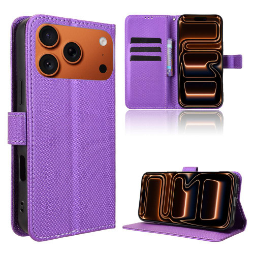 iPhone 17 Pro Max Diamond Texture Leather Phone Case - Purple