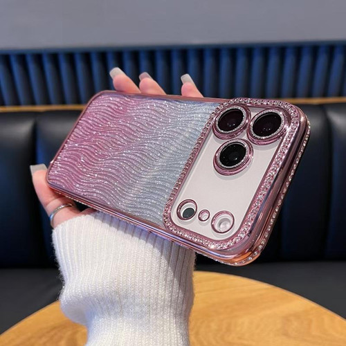 iPhone 17 Pro Max Diamond Water Ripple Gradient Glitter TPU Phone Case - Pink