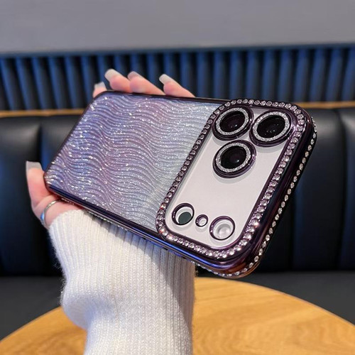iPhone 17 Pro Max Diamond Water Ripple Gradient Glitter TPU Phone Case - Purple