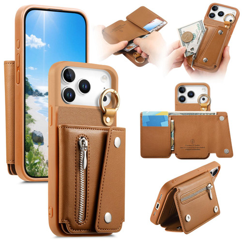 iPhone 17 Pro Max Dream Wallet D Buckle Leather Back Cover Phone Case - Brown