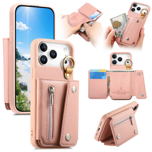 iPhone 17 Pro Max Dream Wallet D Buckle Leather Back Cover Phone Case - Pink