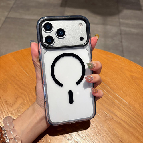 iPhone 17 Pro Max Dual-Color MagSafe Magnetic PC Hybrid TPU Phone Case - Black