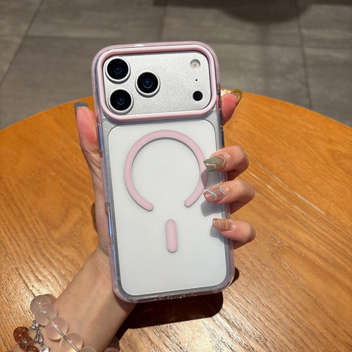 iPhone 17 Pro Max Dual-Color MagSafe Magnetic PC Hybrid TPU Phone Case - Pink