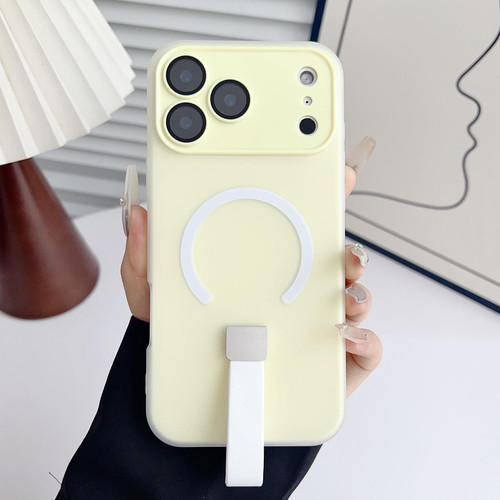 iPhone 17 Pro Max Eagle Eye Dual-layer Jelly Magnetic Phone Case with Silicone Strap & Lens Film - Yellow
