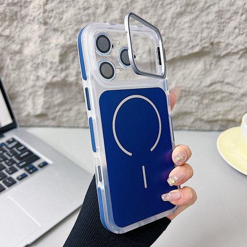 iPhone 17 Pro Max Electroplated Lens Holder MagSafe PC Hybrid TPU Phone Case - Blue