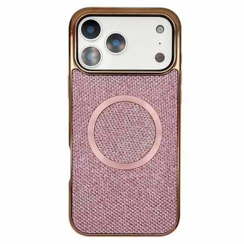 iPhone 17 Pro Max Electroplating PC Glitter Grain MagSafe Phone Case - Pink