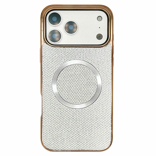 iPhone 17 Pro Max Electroplating PC Glitter Grain MagSafe Phone Case - White