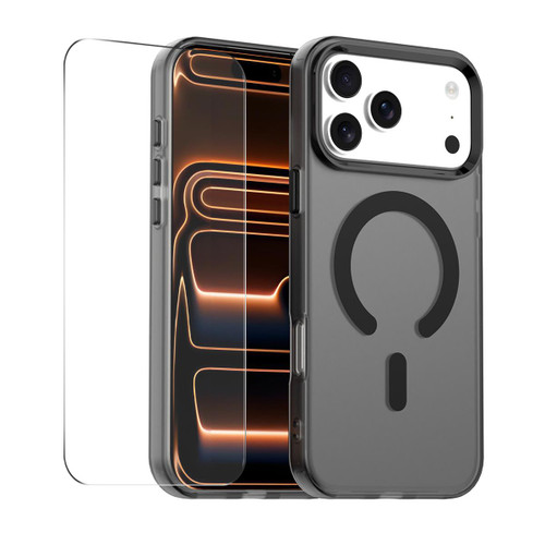 iPhone 17 Pro Max ENKAY Hat-Prince MagSafe Candy Color Phone Case with Thick Adhesive Glass Film - Black