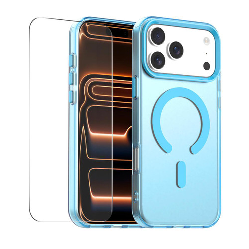 iPhone 17 Pro Max ENKAY Hat-Prince MagSafe Candy Color Phone Case with Thick Adhesive Glass Film - Blue
