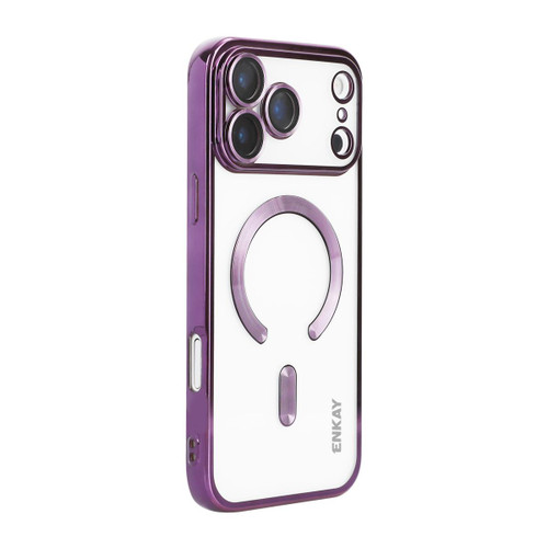 iPhone 17 Pro Max ENKAY Hat-Prince Magsafe Electroplated TPU Clear Shockproof Phone Case - Purple