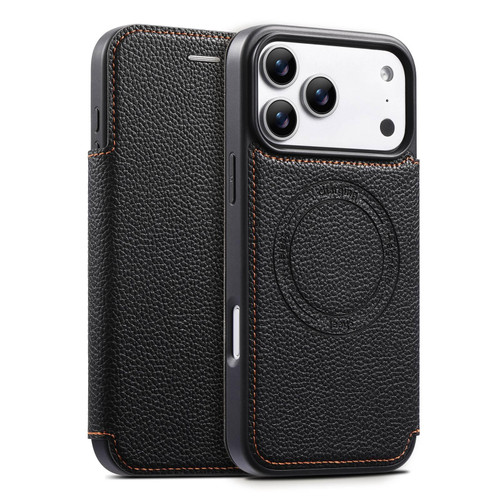 iPhone 17 Pro Max ESEBLE Ultra-thin Card Slot Magnetic Vegan Leather Phone Case - Black
