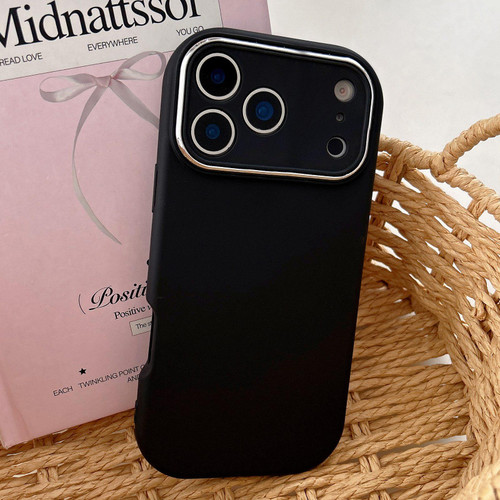 iPhone 17 Pro Max Fat Dun Solid Color Metal Photo Frame TPU Phone Case - Black
