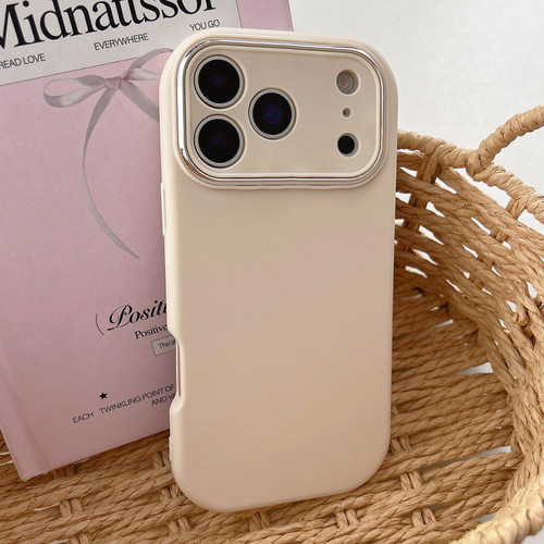 iPhone 17 Pro Max Fat Dun Solid Color Metal Photo Frame TPU Phone Case - Khaki