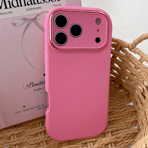 iPhone 17 Pro Max Fat Dun Solid Color Metal Photo Frame TPU Phone Case - Rose Red