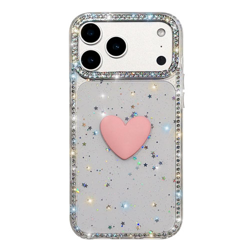 iPhone 17 Pro Max Flash Rhinestone Double-sided IMD Love Heart Phone Case - Glitter Stars