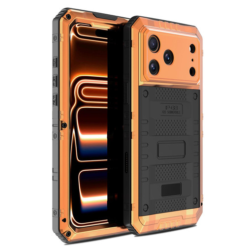 iPhone 17 Pro Max Four-proof Metal Hybrid Silicone Phone Case - Orange