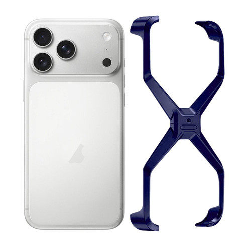 iPhone 17 Pro Max Frameless X-shaped Metal Phone Case - Blue