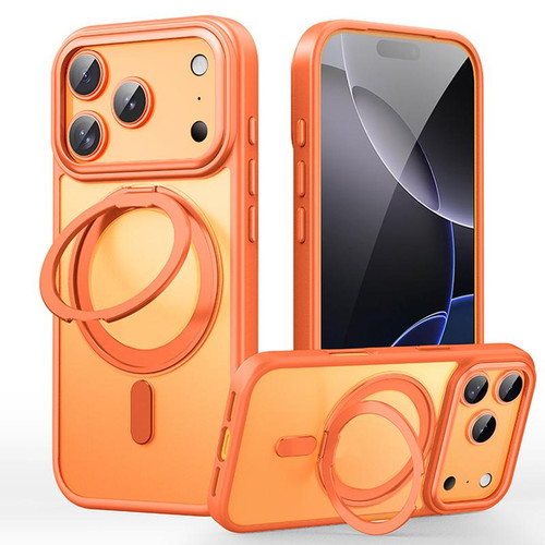 iPhone 17 Pro Max Frosted 360 Degree MagSafe Magnetic Holder Phone Case - Orange