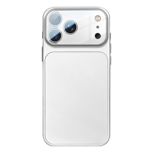 iPhone 17 Pro Max Frosted Acrylic Hybrid TPU Phone Case with Lens Film - Silver White