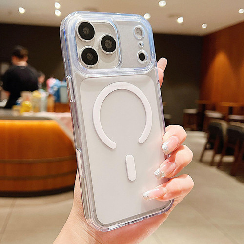 iPhone 17 Pro Max Frosted PC Hybrid TPU Magnetic Phone Case with AI Sensing Key - White