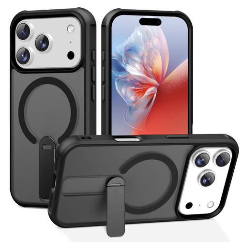 iPhone 17 Pro Max Fulcrum Standing Bracket MagSafe Phone Case - Black
