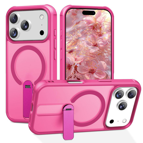 iPhone 17 Pro Max Fulcrum Standing Bracket MagSafe Phone Case - Rose Red