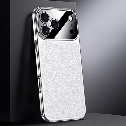 iPhone 17 Pro Max Genuine Leather PC Phone Case - White