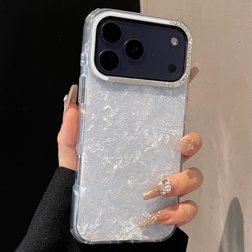 iPhone 17 Pro Max Gilded Colorful Shell Patterned TPU+IMD Phone Case - Light Blue