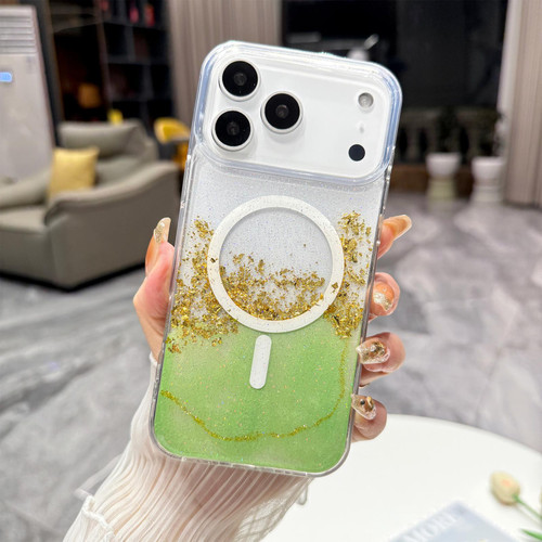 iPhone 17 Pro Max Gilding MagSafe Hybrid Clear TPU Phone Case - Green