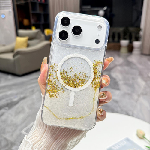 iPhone 17 Pro Max Gilding MagSafe Hybrid Clear TPU Phone Case - White