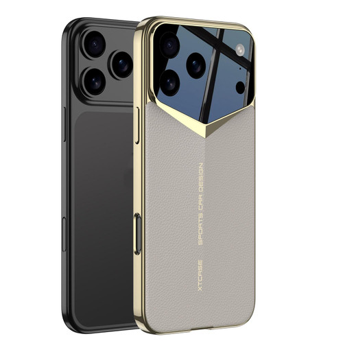 iPhone 17 Pro Max GKK Blade Phantom Plain Leather Phone Case - Titanium Gray