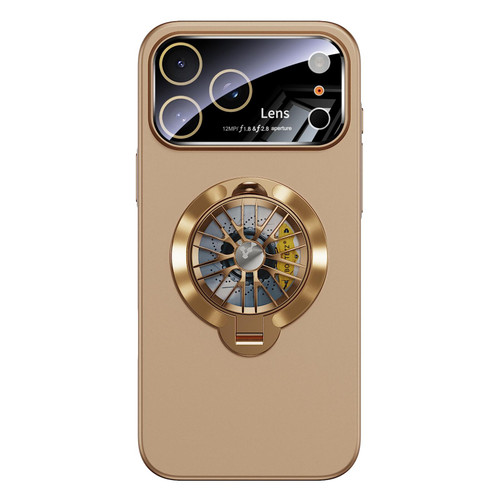 iPhone 17 Pro Max Glaze PC Camera Window Gyro Kickstand Magnetic Phone Case - Gold