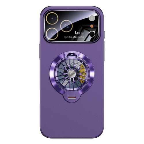 iPhone 17 Pro Max Glaze PC Camera Window Gyro Kickstand Magnetic Phone Case - Purple