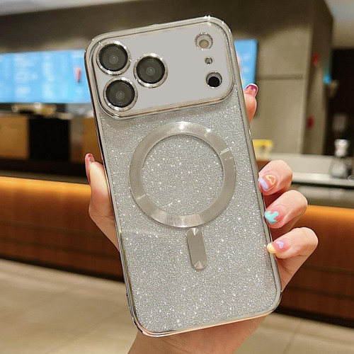 iPhone 17 Pro Max Glitter Electroplating MagSafe TPU Phone Case - Silver