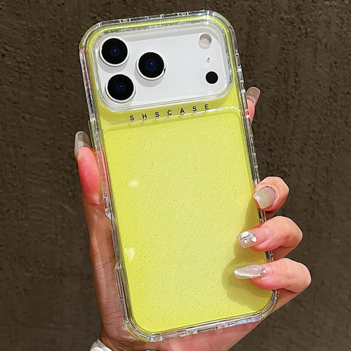 iPhone 17 Pro Max Glitter Powder 3-in-1 TPU + PC Phone Case - Yellow